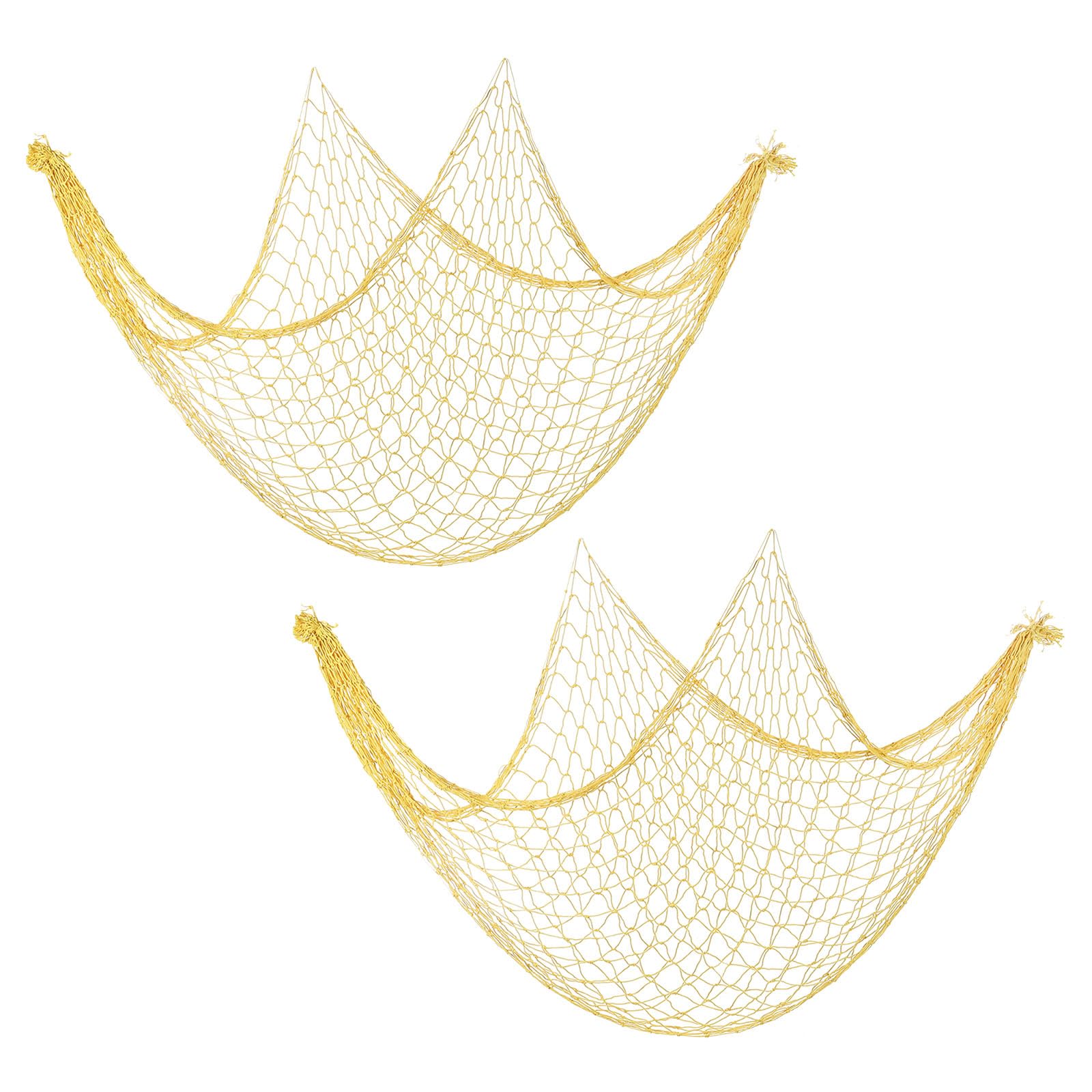 PATIKIL Fishing Net Decor, 2 Pack 80" x 40" Mediterranean Style Photographing Decoration Natural Fish Net Party Accessory for Home Bedroom, Yellow