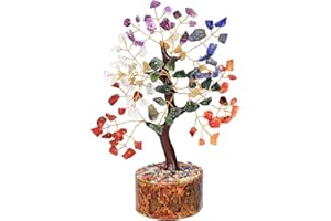 YATSKIA Seven Chakra Tree - Crystal Tree of Life - House Warming Gifts New Home - Chakra Stones - Gemstones and Crystals - Crystal Decor - Chakra Decor - Crystal Gifts for Women - Gemstone Tree
