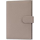 FREYAMIRA Passport Holder for Travel Women RFID Blocking Genuine Leather Passport Wallet with Card Slots, Zipper Coins Pocket, Cash Holder, Grey