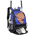DAFISKY Baseball Bag Softball Backpack - Youth Adult T Ball Bat Equipment Bag with Bat Helmet Holders, Shoe Compartment