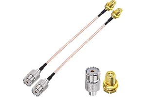 TUOLNK 2PCS RG316 SMA to PL259 SO239 Coax Cable, SMA Female to UHF Female Coaxial Cable 6inch(15cm) CB Radio Pigtail Jumper Extension Cable for GPS, Antenna