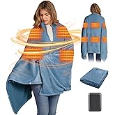 16000mAh Heated Blanket Battery Operated Soft Cordless Heated Blanket Shawl Portable Heated Throw Blanket Poncho Wraps Fast Heating with 3 Heat Levels 6 Heating Zones