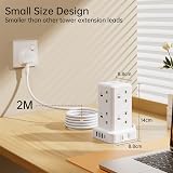 Kemelo 8 Way Tower Extension Lead with 4 USB Ports 2M Cable 13A 3250W view 4