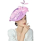 BABEYOND Fascinators Hats for Women - Kentucky Tea Party Derby Hats Flower Church Pillbox Hat for Cocktail Wedding