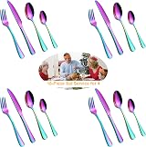 BEWOS 16-Piece Rainbow Stainless Steel Flatware Set Service for 4 view 7