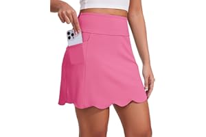 M MOTEEPI Skorts for Woman with Pockets 16" Golf Athletic Skirts Scalloped Hem Tennis Skirt Dressy Casual