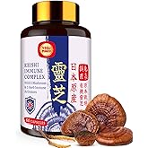 Japanese Reishi Mushroom Complex Supplement 1500mg - Reishi,Chaga,Cordyceps,Lion's Mane,Maitake,Agaricus Mushrooms Extract & 3 Herb,Organic Mushroom Capsules for Immune,Brain,Energy (Pack of 1)
