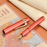 Hongdian M2 Mini Fountain Pen with Extra Fine Soft Golden Nib Orange Red view 4