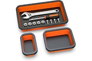 Buhobha Foldable Magnetic Parts Organizer: 3 Heavy-Duty Foldable Trays, Bolts, Nuts, Washers & Small Metal Tools
