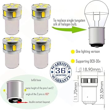 Amazon Com Wiseshine 1158 Replacement For Rv Led Bulb 1176 1158 1142 1004 1076 1196 1178 S25 Led Bulb Dc9 30v 3 Years Quality Assurance Pack Of 4 Ba15d 11smd 5630 Blue Automotive