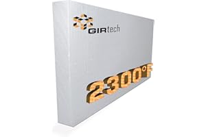 GIRtech Ceramic Fiber Insulation Board (2300F) (23,6" X 12" X 2"), Fireproof Insulating Board for Wood Stoves, Pizza Ovens, Forges, Kilns, Furnaces, Fireplaces - Pack of 1