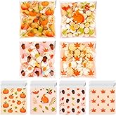 200 PCS Fall Cellophane Treat Bags(4x4 Inch) Small Thanksgiving Ziplock Bags for Candy Snack Goodie Cookie Gifts Wrap Autumn Self Sealing Pouch Baggies Friendgiving Party Favors Supplies Decorations
