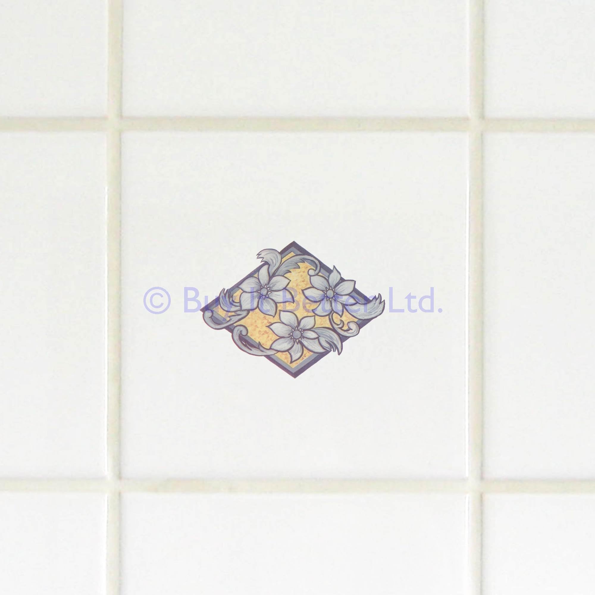 Tile Transfers Water Slide Decal Inset Majolica Pattern Blue 5 Pack