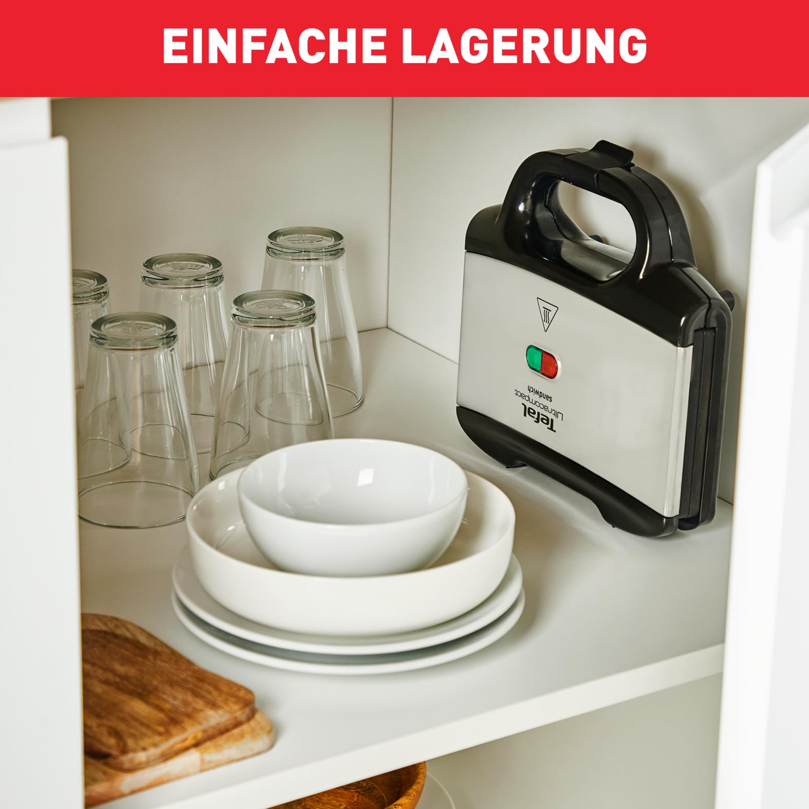 Tefal Sandwichmaker für knusprige Dreiecks-Sandwiches, Antihaft-Platten kein Anbrennen, wärmeisoliert sicher zum Anfassen, vertikale platzsparende Aufbewahrung, Kontrollleuchte, Sandwichtoaster Grill 3