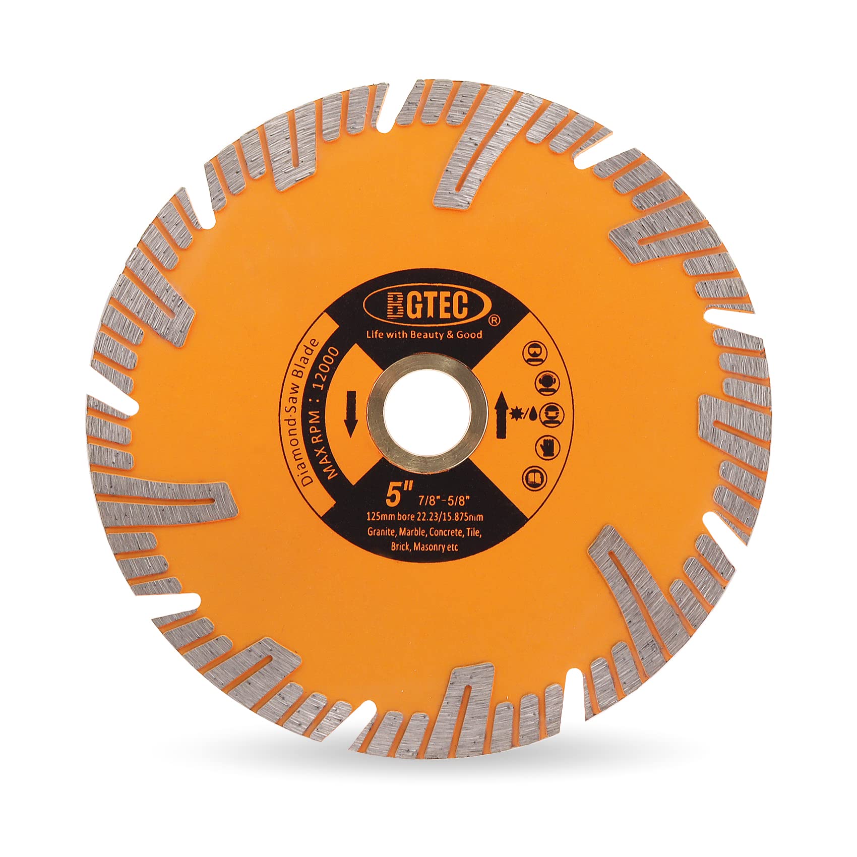 BGTEC Diamond Saw Blade, 5"/125mm Granite Cutting Disc for Circular Saw Cutting Marble, Concrete,Masonry,Ceramic,Porcelain