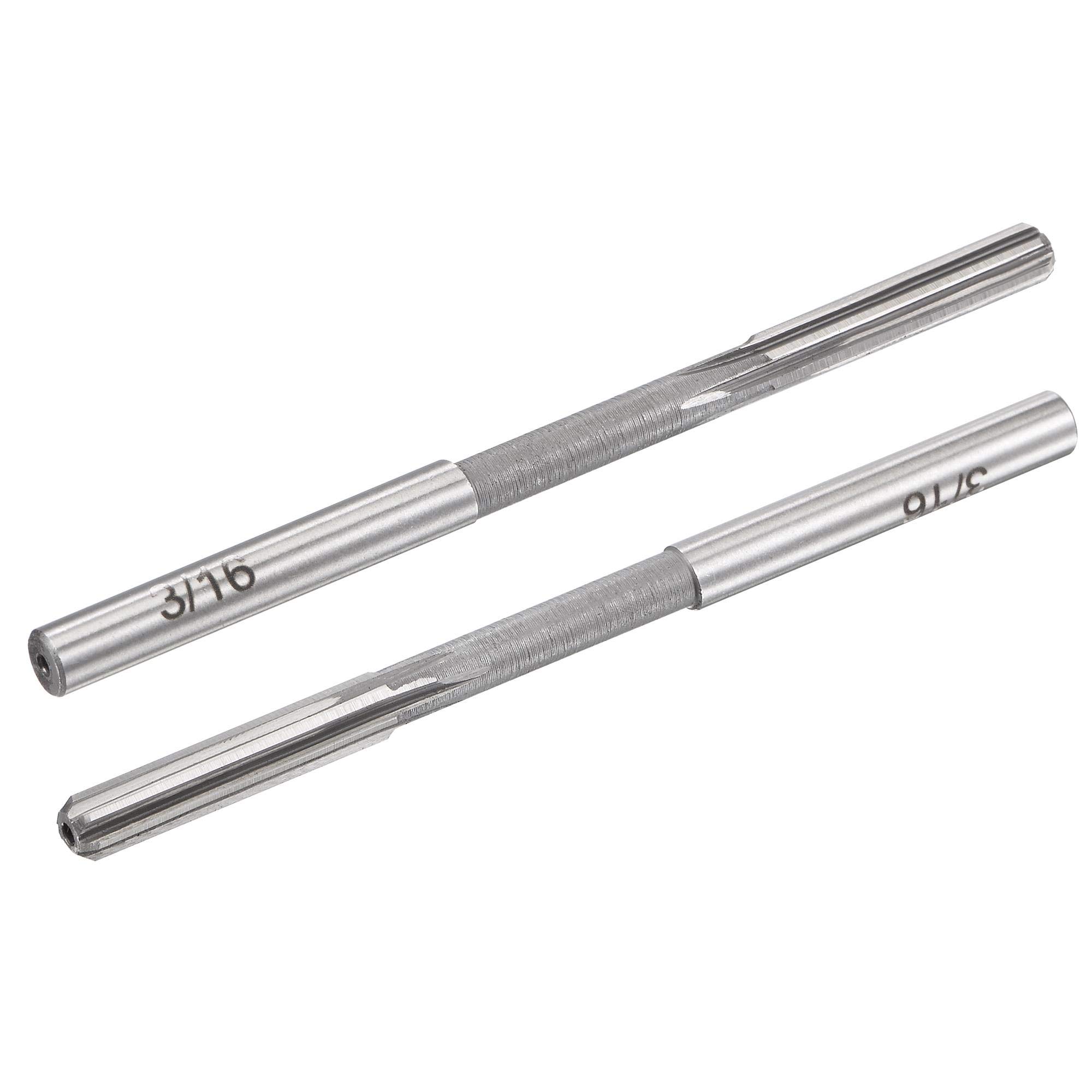 sourcing map 3/16" Chucking Reamer H7 Accuracy High Speed Steel Lathe Machine Reamer 6 Straight Flutes Round Shank Milling Cutter Tool for Bore Machining 2pcs