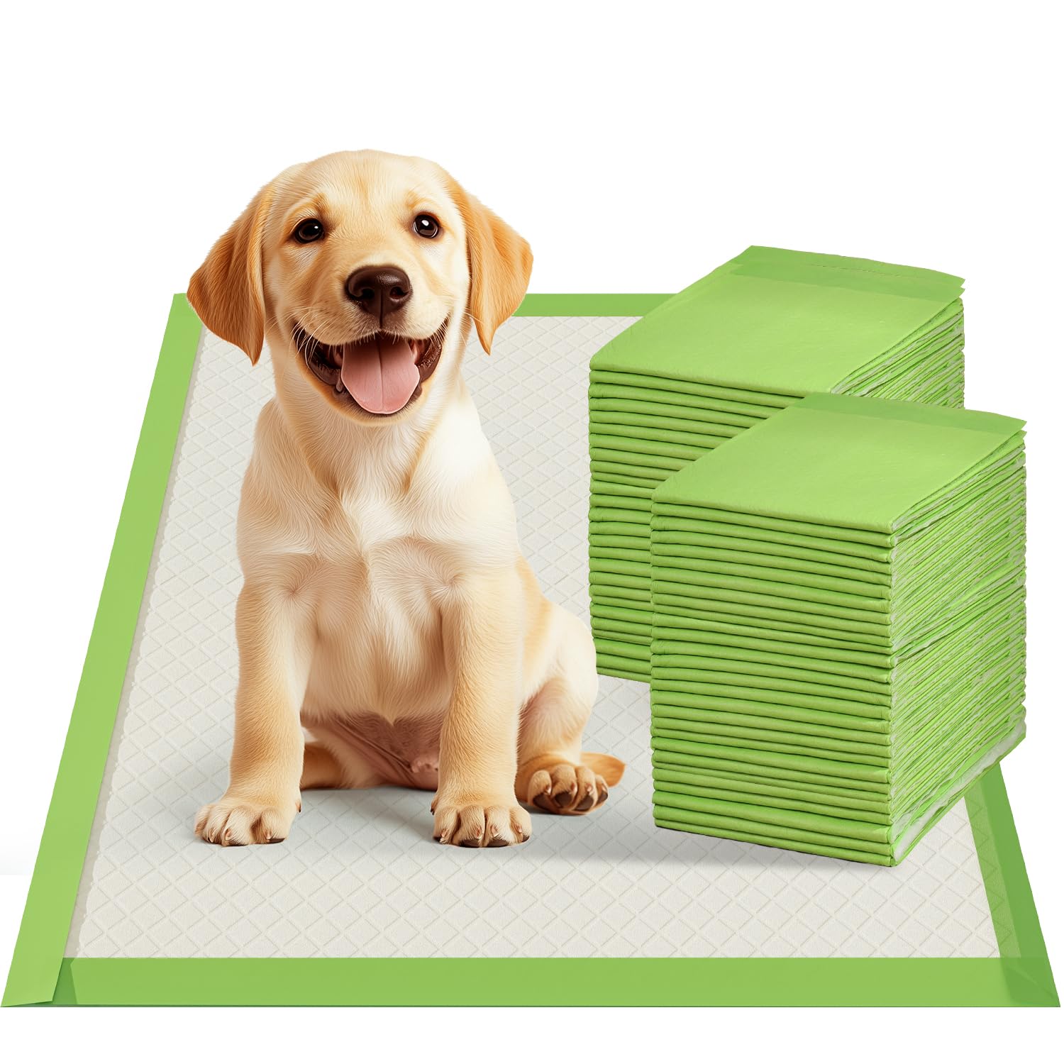 Photo 1 of Gardner Pet Dog Pee Pads Rugular 22"x22", Thicker ECO Green Small Disposable Puppy Training Pads Super Absorbent Full Edge-Wrapping Pad for Dogs, Puppies, Doggies, Cats-(40 Count)