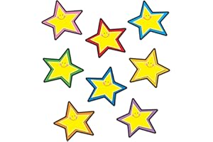 CARSON DELLOSA EDUCATION Carson Dellosa 36-Piece Yellow Stars Bulletin Board Cutouts, Yellow Stars with Smiley Faces Cutouts for Bulletin Board, Star Classroom Cutouts, Elementary Classroom Décor