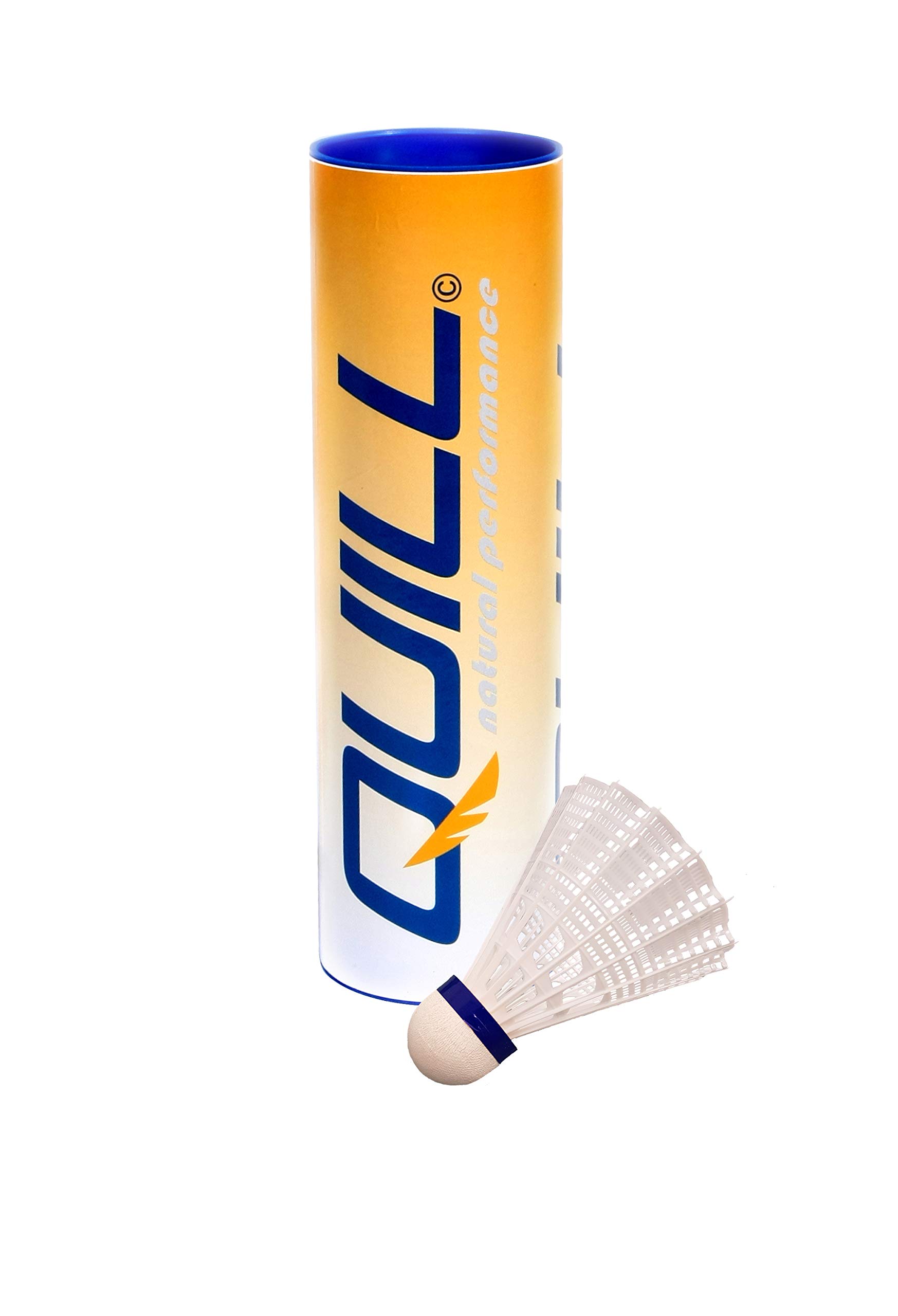 Quill Ashaway Badminton Shuttlecocks - White - Durable Plastic, Nylon shuttles with Premium Natural Cork base (medium/blue speed for normal conditions) Tube of 6