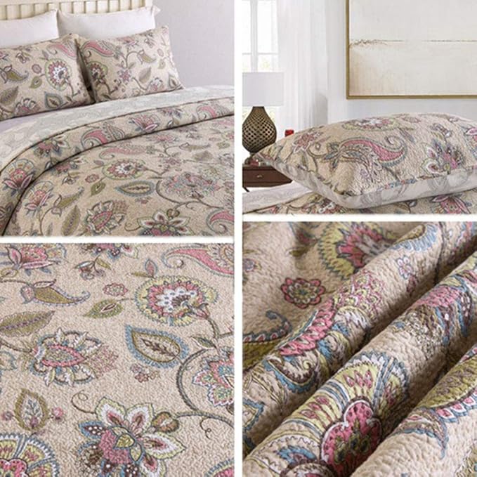 Bedspread Quilted King Size Cotton Printed Quilt 240 X 260 Cm Duvet Cover Sets Throw 3 Piece Bedding Amazon De Home Kitchen