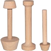 Dupiulk Wooden Tart Tamper Set, Double Side Pie Pastry Dough Tamper, Egg Tart Pan Mold DIY Cake Pastry Baking Tool for Mini Egg Tart, Cheesecakes, Pasta and Dessert Baking (3 Pieces)