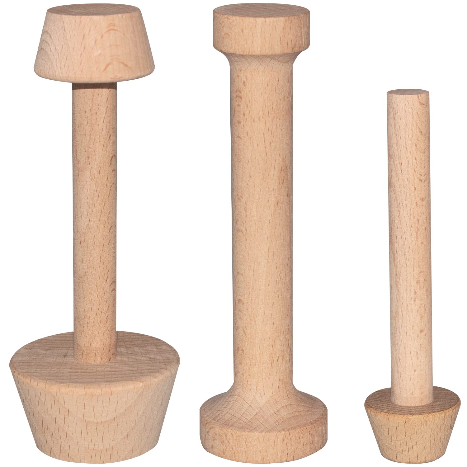 Photo 1 of ***MISSING SMALLEST PIECE*** Dupiulk Wooden Tart Tamper Set, Double Side Pie Pastry Dough Tamper, Egg Tart Pan Mold DIY Cake Pastry Baking Tool for Mini Egg Tart, Cheesecakes, Pasta and Dessert Baking (3 Pieces) Only 2Pieces