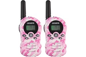 LOUKIENE Walkie Talkies for Kids 22 Channels 2 Way Radio Walkie-Talkie Toy with Backlit LCD, 3 KMs Range for 3-12 Year Old Boys Girls Outside, Camping, Hiking (1 Pair, Pink)