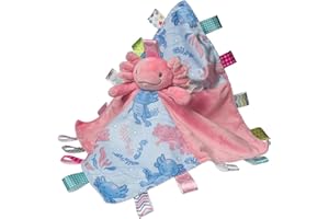 Taggies Stuffed Animal Lovey Security Blanket with Sensory Tags, 13 x 13-Inches, Lizzy Pink Axolotl