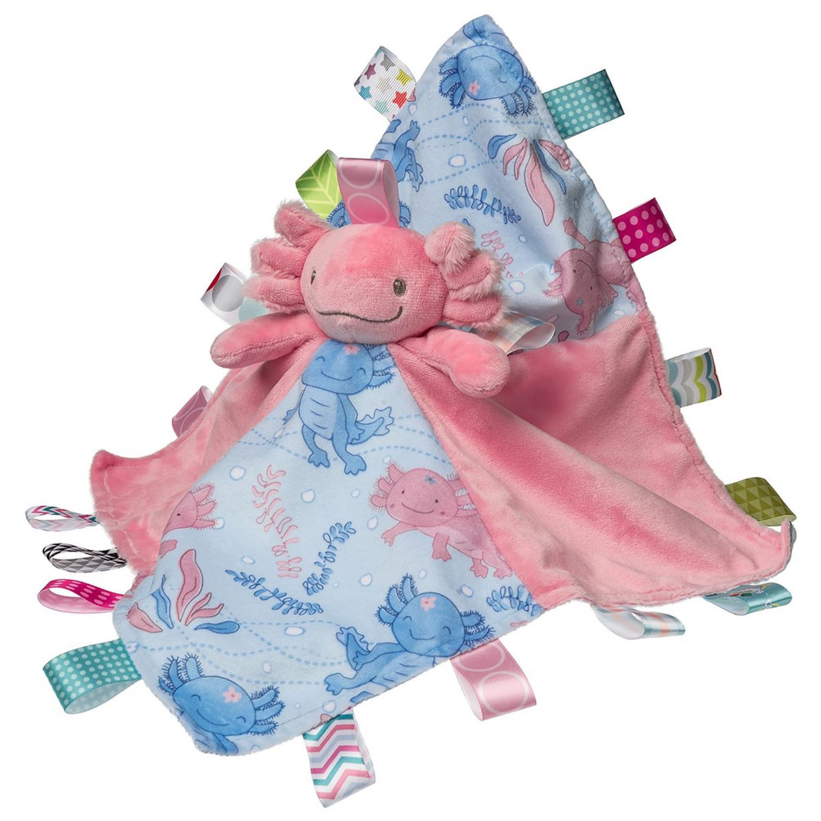 Taggies Mary Meyer,41624M, Baby Rattle Plush Soft Toy with Crinkle Me Activity Toy & Sensory Tags, 13-Inches, Lizzy Pink Axolotl