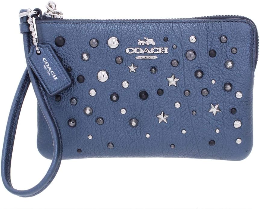 COACH Womens Metallic Star Rivets Small Wristlet Handbags