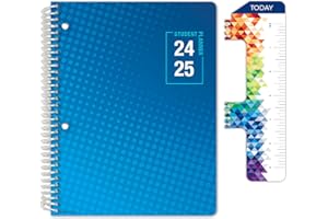 Global Datebooks Dated Middle School or High School Student Planner for Academic Year 2024-2025 includes Ruler/Bookmark and Planning Stickers (Matrix Style - 7"x9" - Halftone Blue)