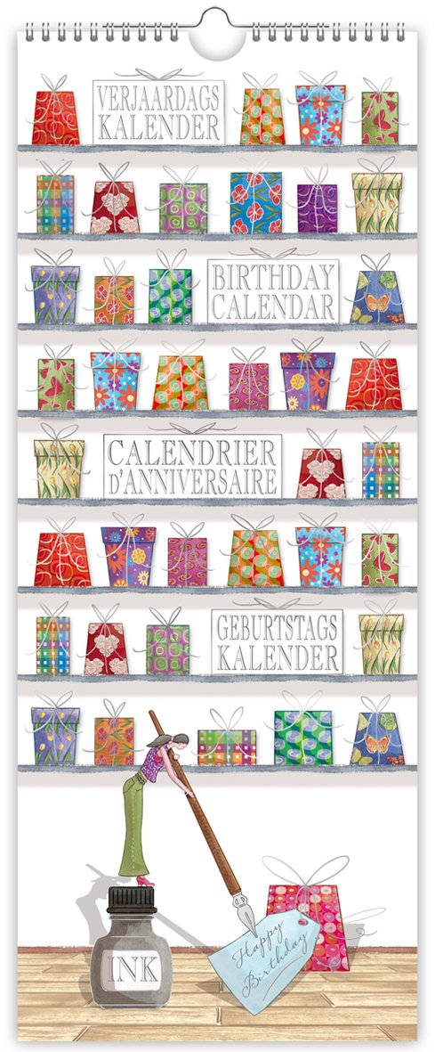 Quire Birthday Calendar - Mahogany Design - Size 140mm x 340mm