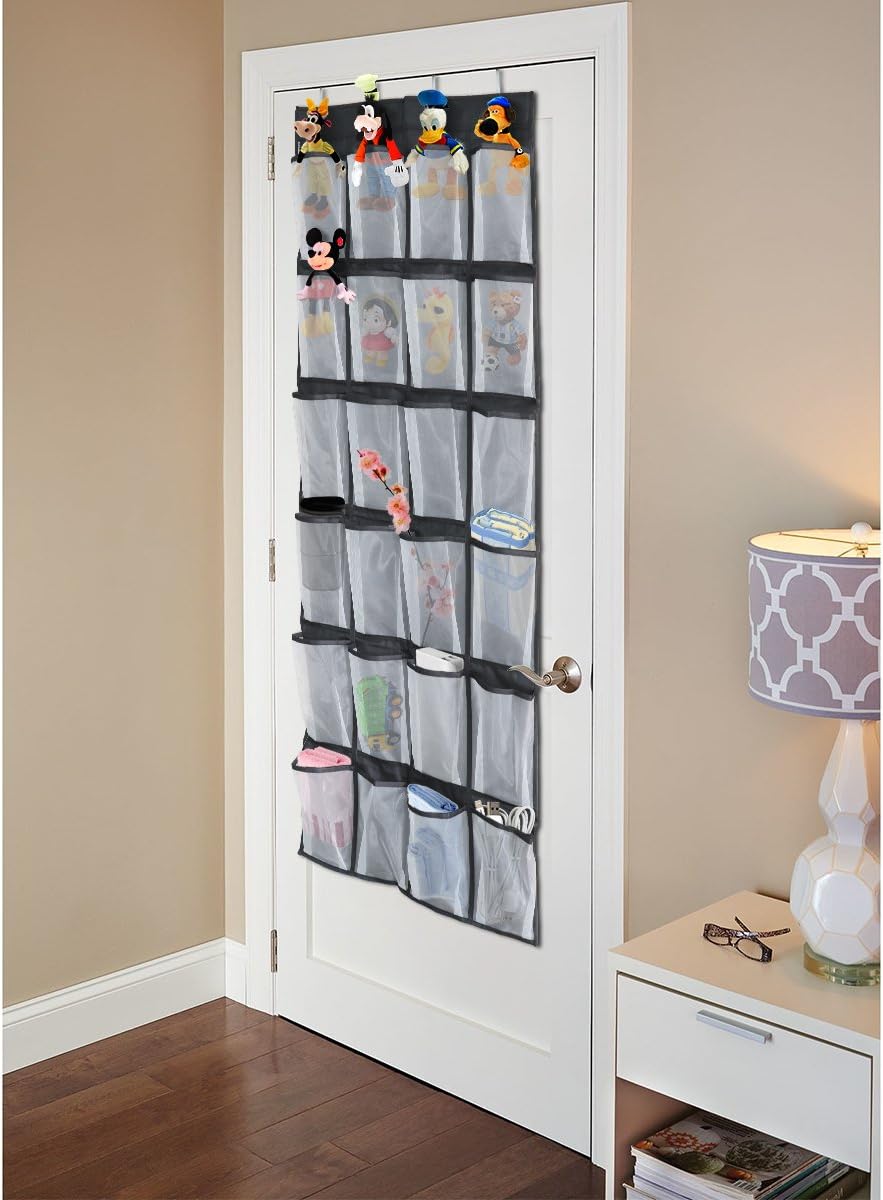metal mesh shoe rack on Over The Door Shoe Organizers 5cm Philorn Over The Door Hanging Shoe Organizer Sturdy 24 Large Mesh Storage Pockets With 4 Metal Hooks Small Items Clear Bag Black Sneaker Shoe Rack Home