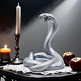 SHTWX Silver King Cobra Snake Statue Figurine Sculpture Candlestick Holder Animal Figure Collectible Gifts for Snake Lover Office Home Outdoor Decor