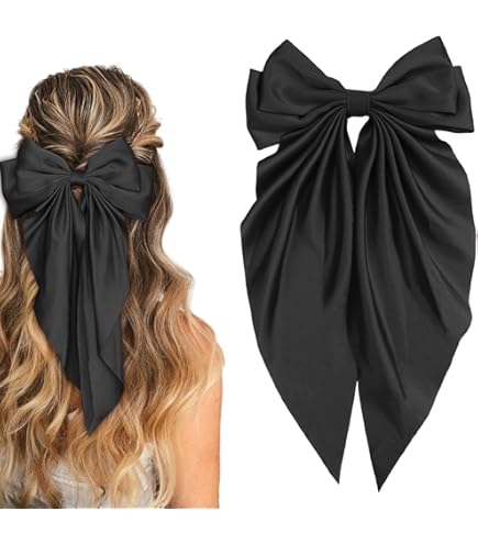 Amazon.com : SUSULU Black Ribbon Bow Hair Clips with Long-Tail