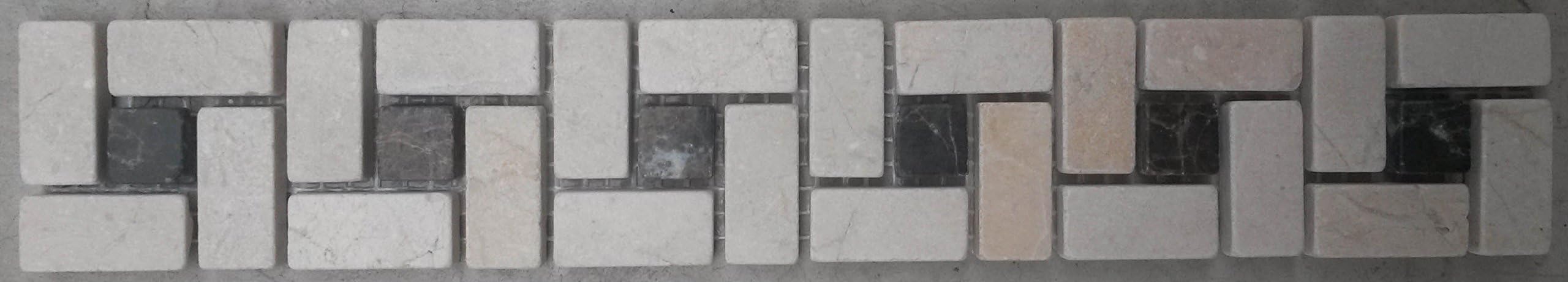 Mosaic Natural Stone Border Brown Cream Beige Shower Tile Skirting Board B513