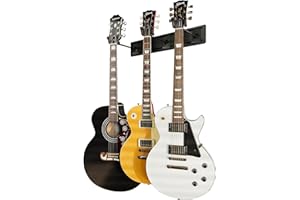 String Swing Guitar Wall Rack, Multiple Guitar Wall Mount, Guitar Organizer for Acoustic & Electric Guitars, 3 Padded Arm Hangers & Black Slatwall Rail, Wall Mount Guitar Rack - MADE IN USA