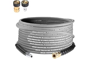 Coyardor 1/4” Pressure Washer Hose 35 FT 4500 PSI, Steel Braided Layer & NonMarking Rubber for Hot/Cold Water High Power Washer Replacement With 3/8 Inch Quick Connect & M22 Fitting, Industrial-grade