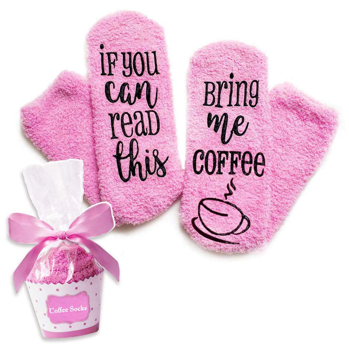 Himozoo Luxury Coffee Socks with Cupcake Gift Packaging If You Can Read This Bring Me Coffee Socks Novelty Present For Wife, Funny Gifts for Women