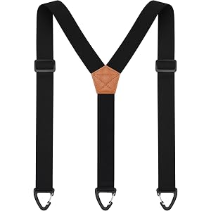 JAIFEI Hidden Y-Back Suspenders For Men Under Clothing, 3 Belt Loop Hooks | 1.5-Inch Wide Elastic Straps, Invisible Low-Profi