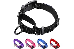 LUCKYDC Martingale Collar for Training Dogs. Adjustable Reflective Collars with Buckle-USA Flag- NO Pull-Prevents Slipping Out, for Medium Large XL Dogs. Helps with Strong pullers(L, Black)