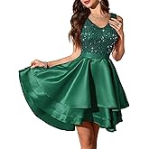 Meetjen Womens Sparkly Prom Dresses for Teens Short Sequin High Low Formal Homecoming Dress Cocktail Party Wedding Guest