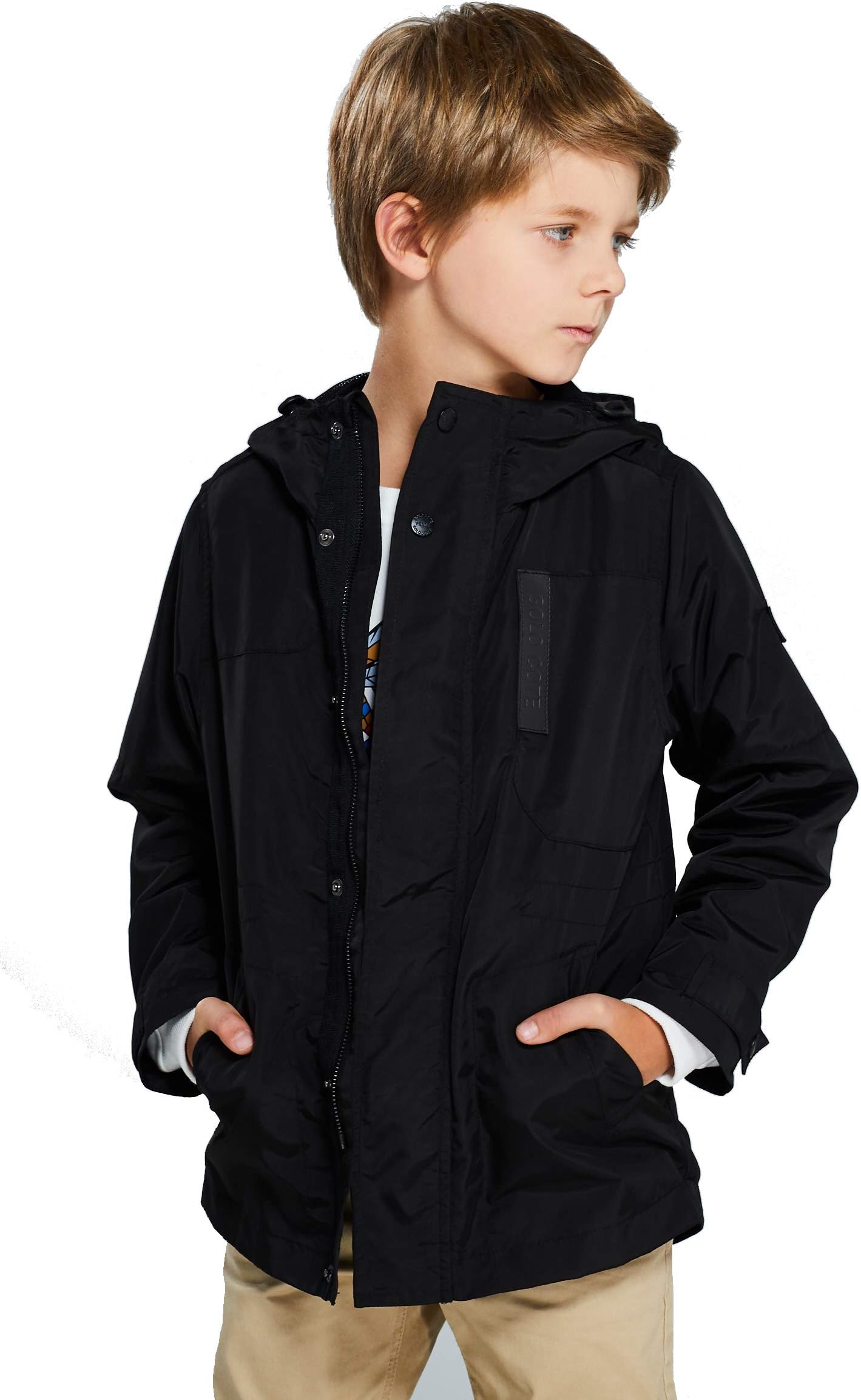 SOLOCOTE Boys Jackets Lightweight Watar Anorak Coats Kids Fleece Lined with Hooded 3-14Y