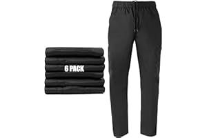 Ubon Chef Pants for Men, Black Cargo Work Pants 7 Pockets