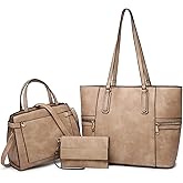 VANSARTO Purses and Handbags for Women Tote Bag Shoulder Bag Top Handle Satchel Purse Set with Wallet Large Work Tote 3pcs