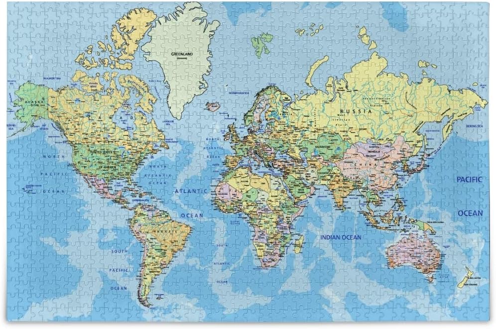 Amazon MNSRUU 1000 Piece Jigsaw Puzzle For Adults World Map