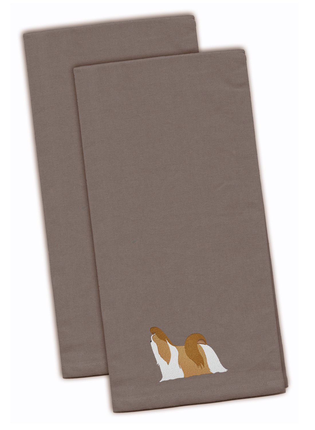 Caroline's Treasures BB3446GYTWE Shih Tzu Grey Embroidered Towel Set, 2 Pieces, Decorative Bathroom Guest Towel for Hand, Face, Tea, Tea Towel, 48 x 63 cm, Grey
