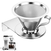 ZenTiky Reusable #4 Coffee Filter compatible with Technivorm Moccamaster KBGV (Select 53630-59691), Stainless Steel Funnel Holder Set, Replace Plastic Cone, 2-in-1 Dripper, Dishwasher Safe