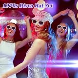 Dreamtop 3Pcs Silver Sequin Hat Set for Abba Women Disco Party Costume view 3