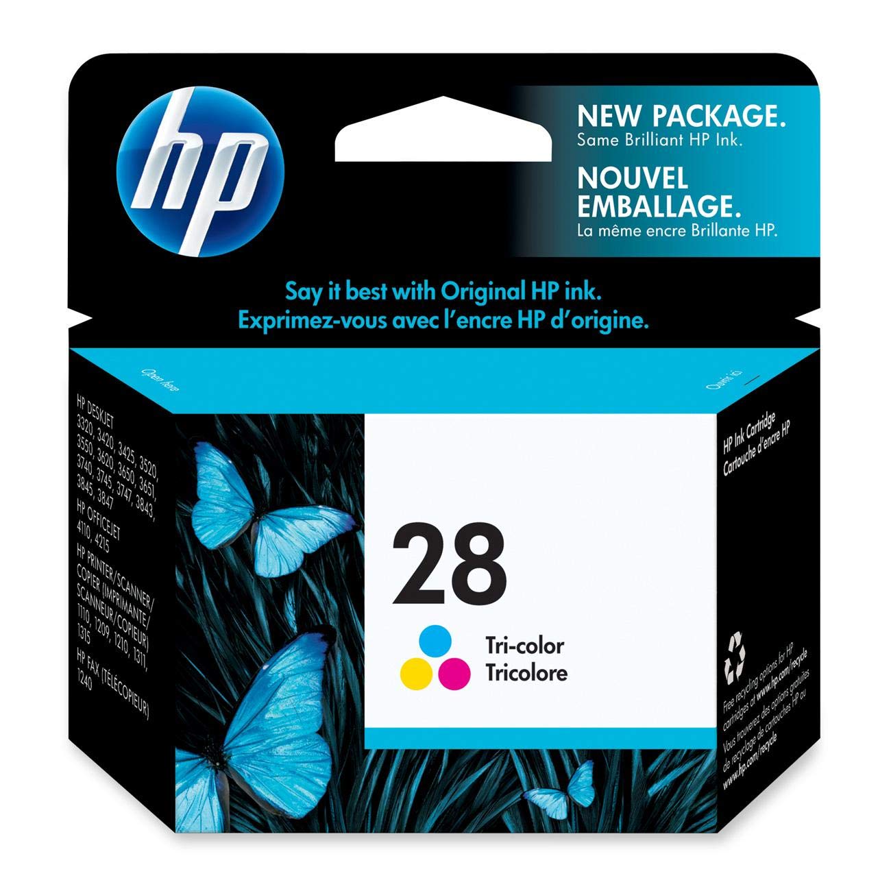 Hp Hewlett Packard Ink Inkjet colour print cartridge No. 28 C8728A in foil packaging